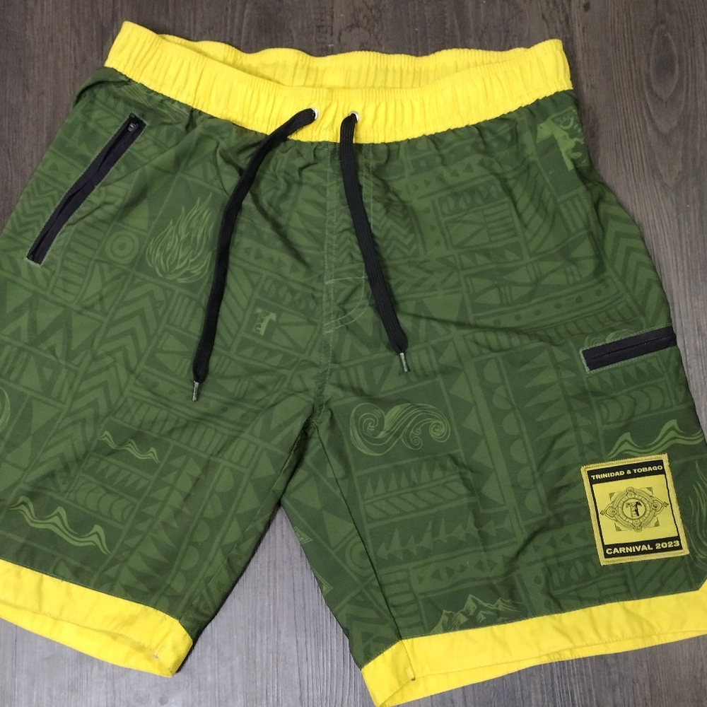 Zoom Green and Yellow Swim Trunks